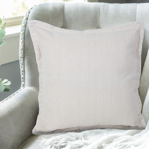 20" Beige Cotton Throw Pillow