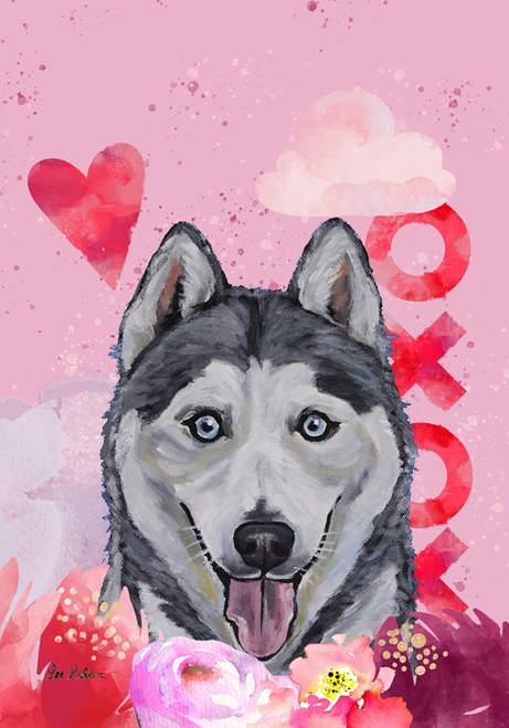Siberian Husky - Hippie Hound Studios Valentines  House and Garden Flags
