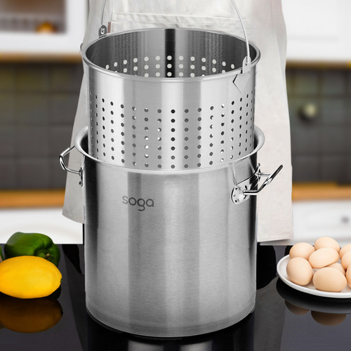 Stainless Steel Stockpot with Perforated Stock pot Basket Pasta Strainer