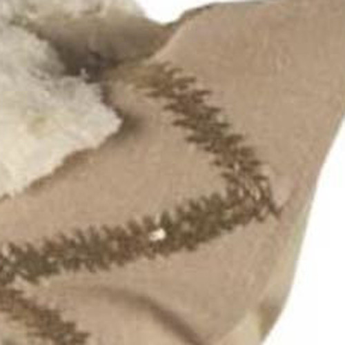 22" Tan And White Zigzag Linen Throw Pillow Cover with Embroidery