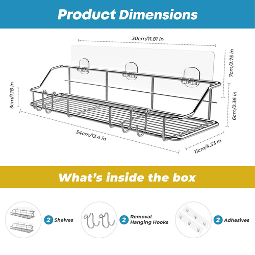 Adhesive Shower Caddy Shower Shelf Organizer for Bathroom