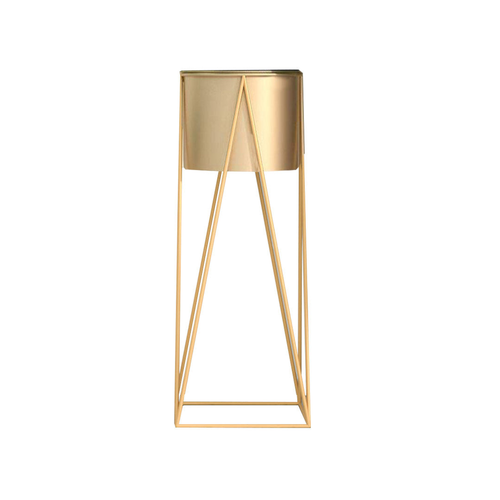 Gold Metal Plant Stand with Gold Flower Pot Holder Corner Shelving Rack Indoor Display