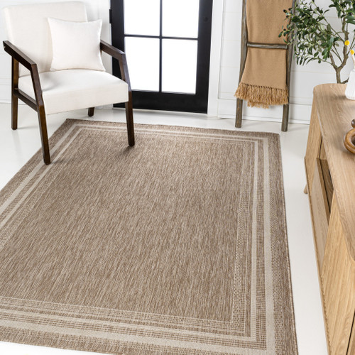 4' X 6' Beige And Cream Indoor Outdoor Area Rug