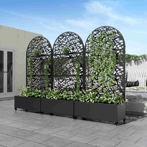 35" Black Metal Indoor Outdoor Rectangular Planter Box