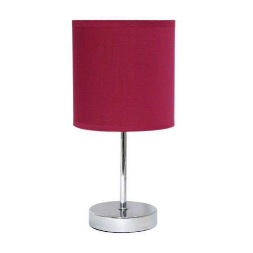 Set of Two 12" Silver Metal Table Lamp With Wine Drum Shade