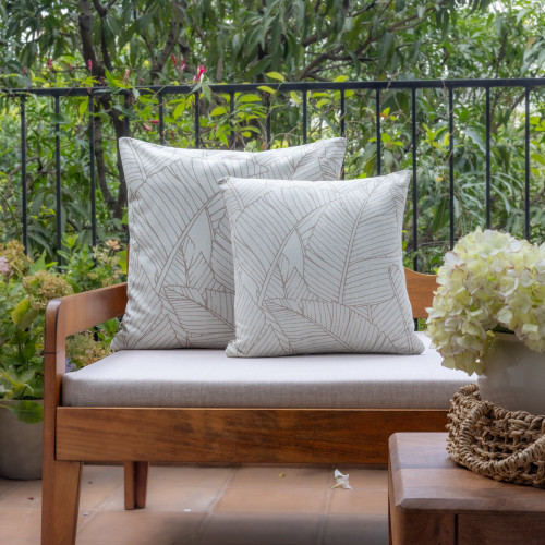 18" Gray And White Floral Throw Pillow