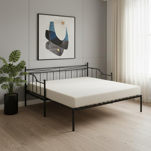 Black Metal Twin Day Bed With Trundle