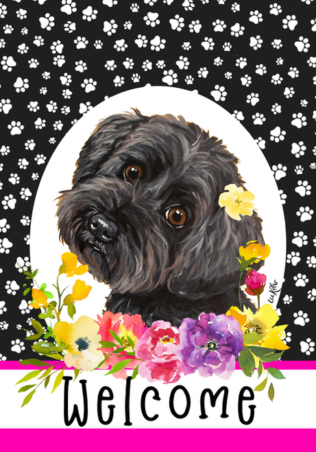 Yorkiepoo - Hippie Hound Studios Paw Prints  House and Garden Flags