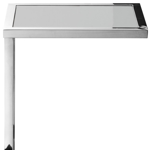 22" Light Gray and Silver Wood and Stainless Steel Frame End Table