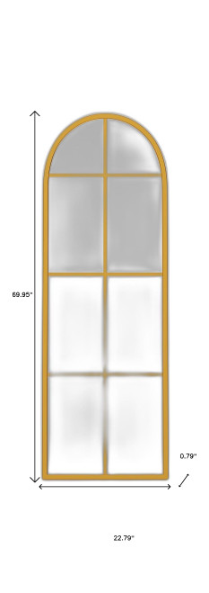 70" Gold Metal Framed Standing Mirror