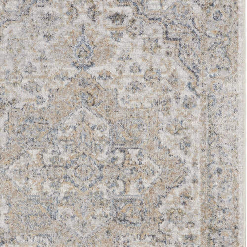 2' X 4' Silver And Gray Floral Medallion Washable Area Rug
