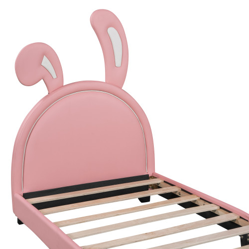Pink Tufted Faux Leather Upholstered Twin Bed Frame