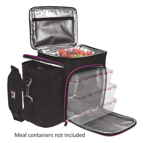 Large Meal Prep Lunch Box Insulated Lunch Box For Women or Men Perfect For Multiple Containers Meals Keep Food Cool and Organized Black Purple