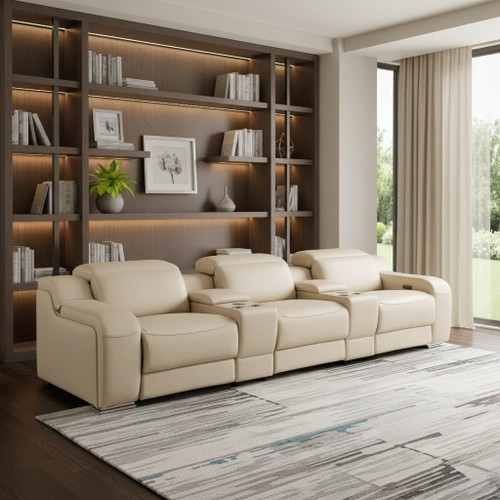 129" Reclining Steel USB Sofa