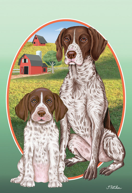 German Shorthair Pointer - Tomoyo Pitcher Van Gogh Garden Flag