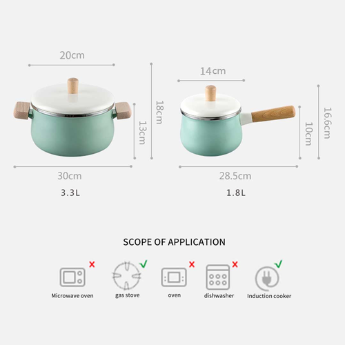 Enamel Milk Pot Ceramic Saucepan with Lid Stockpot
