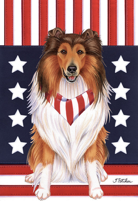 Collie - Tomoyo Pitcher Patriot Garden Flag