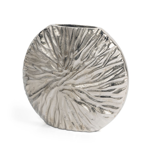 9" Silver Aluminum Round Table Vase
