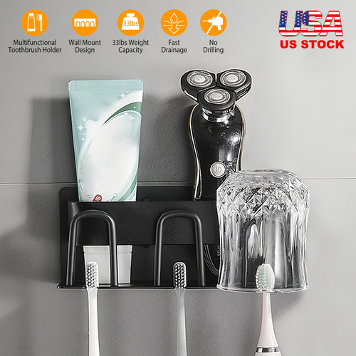 3 Slots Multifunctional Wall Mount Toothbrush Holder