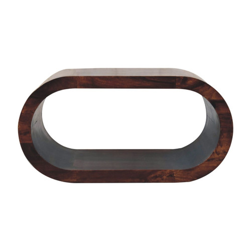 32" Walnut Solid Wood Floor Shelf Coffee Table With Shelf
