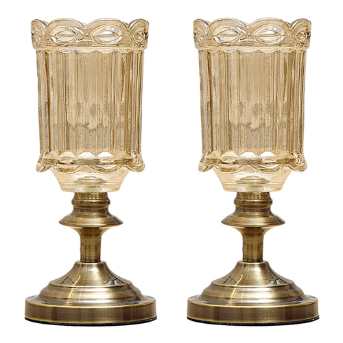 Transparent Glass Flower Vase with Metal Base Filler Vase