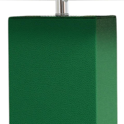 21" Green Faux Leather USB Table Lamp LED With White Shade
