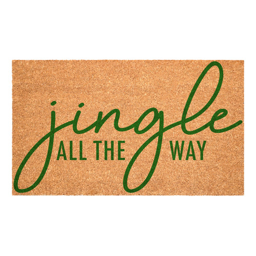 17" X 29" Brown And Green Christmas Outdoor Coir Door Mat