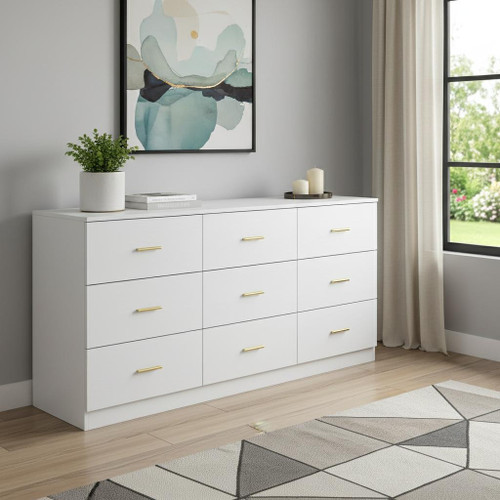 63" White Wood Accent Cabinet With Nine Drawers