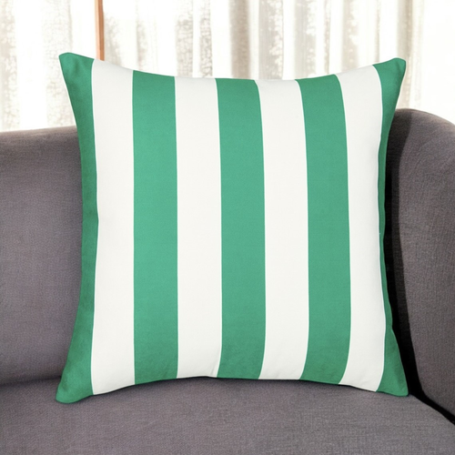 18" Green and White Striped Throw Pillow Cover