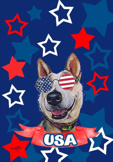 Australian Cattle Dog - Hippie Hound Studios Patriotic  House and Garden Flags