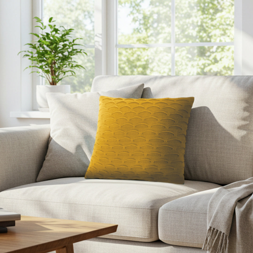 Sunshine Scalloped Wave Pillowcase Textu Decorative Cushion Covers for Home Dcor