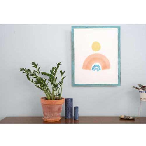 12 X 16 Rustic Farmhouse Light Aqua Blue Wood Frame