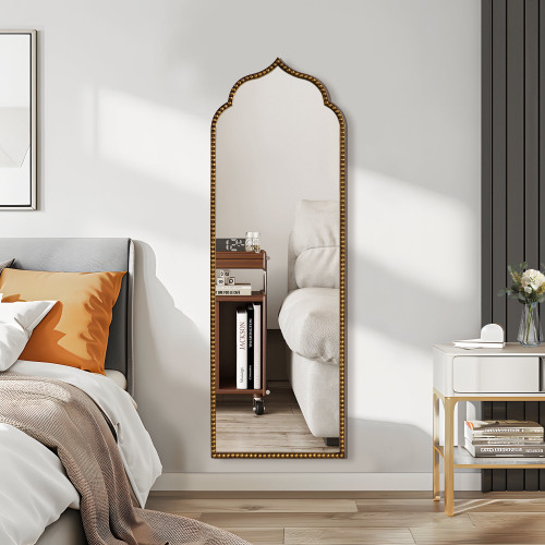 59" Gold Arch Metal Framed Standing Mirror