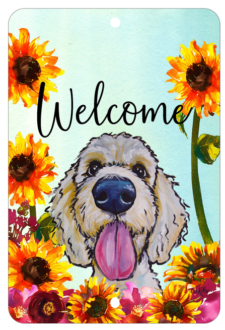 Goldendoodle Blonde - HHS Welcome Indoor/Outdoor Aluminum Sign