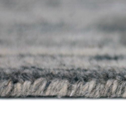 12' X 15' Ivory Gray And Black Wool Striped Hand Woven Area Rug