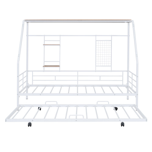 White Metal Twin Bed Frame With Trundle