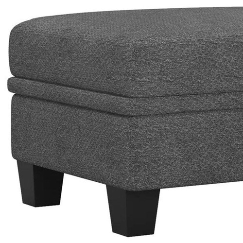29" Light Gray and Black Chenille Storage Ottoman
