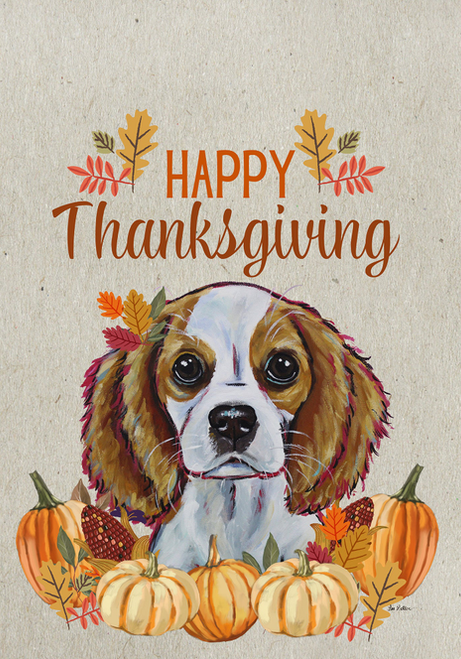 Cavalier King Charles Blenheim - Hippie Hound Studio Best of Breed Thanksgiving House and Garden Flag