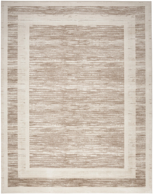 5' X 7' Ivory And Brown Geometric Area Rug