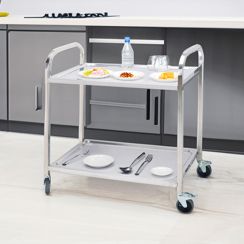 Tier  Stainless Steel Kitchen Dinning Food Cart Trolley Utility Round 
