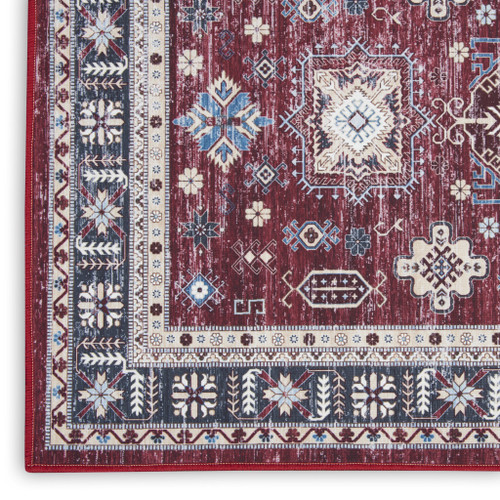 2' X 3' Beige Red And Gray Oriental Distressed Non Skid Area Rug