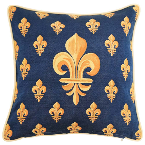 Ccov-Pn-Fdlbl | Panel Fleur-De-Lis Blue Pillowcase/Cushion Cover 