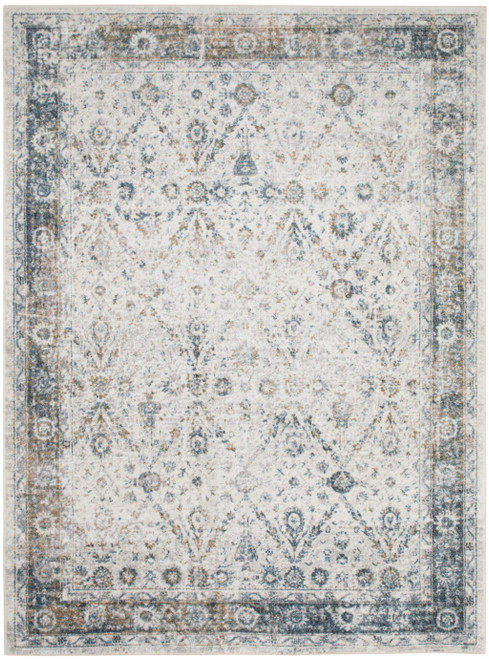 5' X 7' Cream Floral Distressed Area Rug