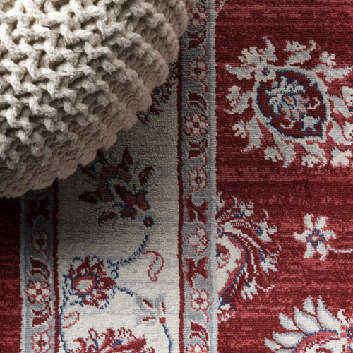 10' Red And Ivory Medallion Runner Rug
