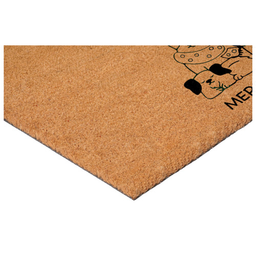 24" X 36" Brown And Black Christmas Outdoor Coir Door Mat