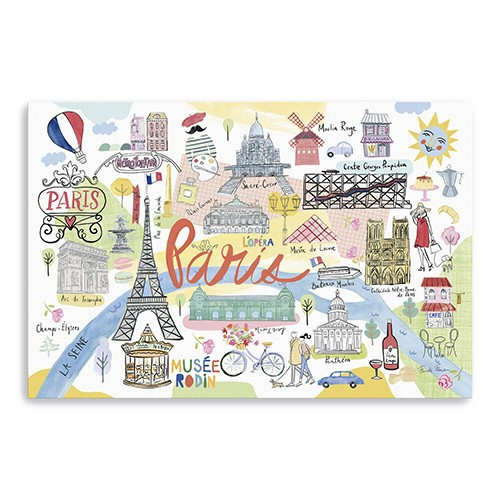 Homeroots Home Decor 36" Fun Illustrated Paris Map Canvas Wall Art