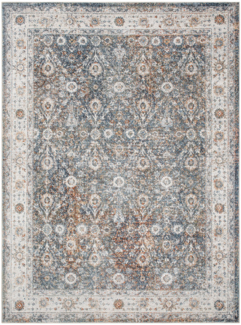 5' X 7' Gray Floral Distressed Area Rug