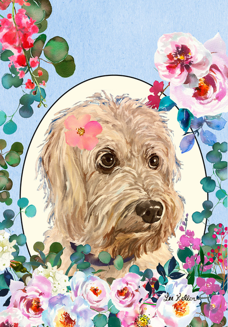 Cockapoo White - Hippie Hound Studios Spring  House and Garden Flags