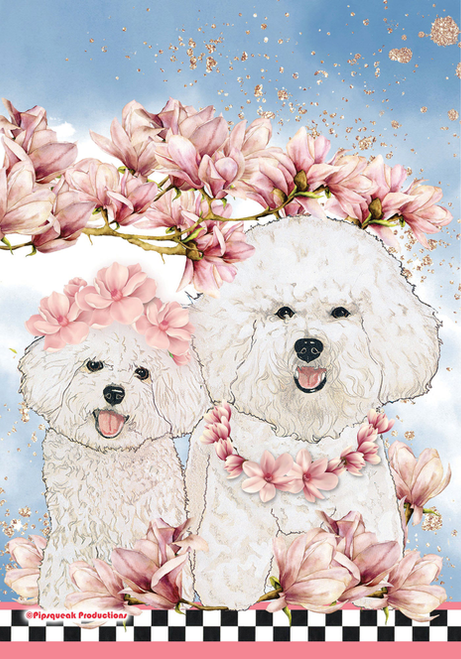 Bichon GFS497   Pipsqueak Productions Outdoor Floral Flag
