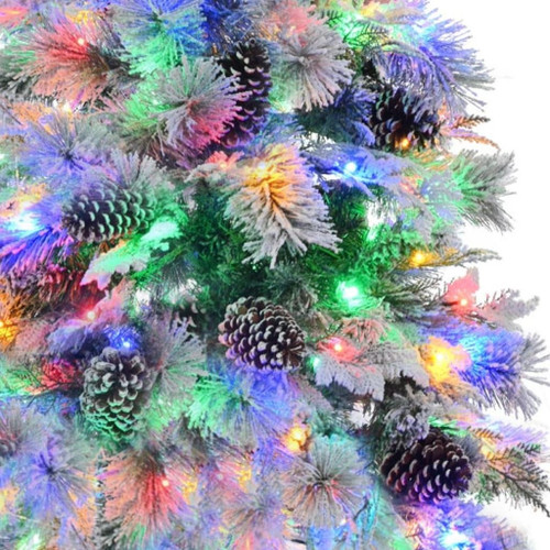 4' White Pre Lit Full Frosted Spruce Christmas Tree With Decorations